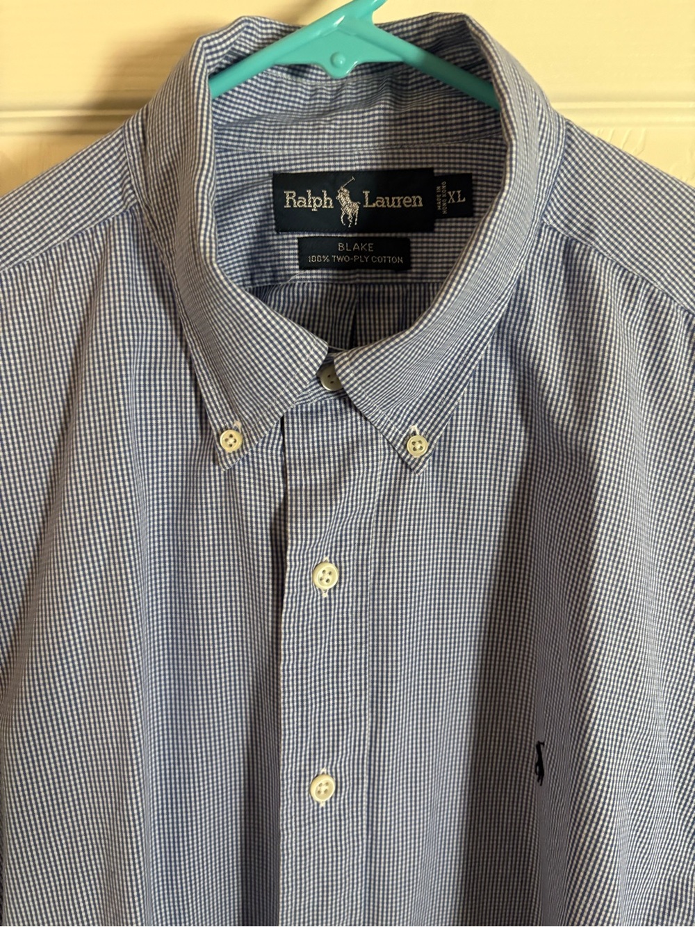 Ralph Lauren Blue & White Micro-Check Button-Down Shirt